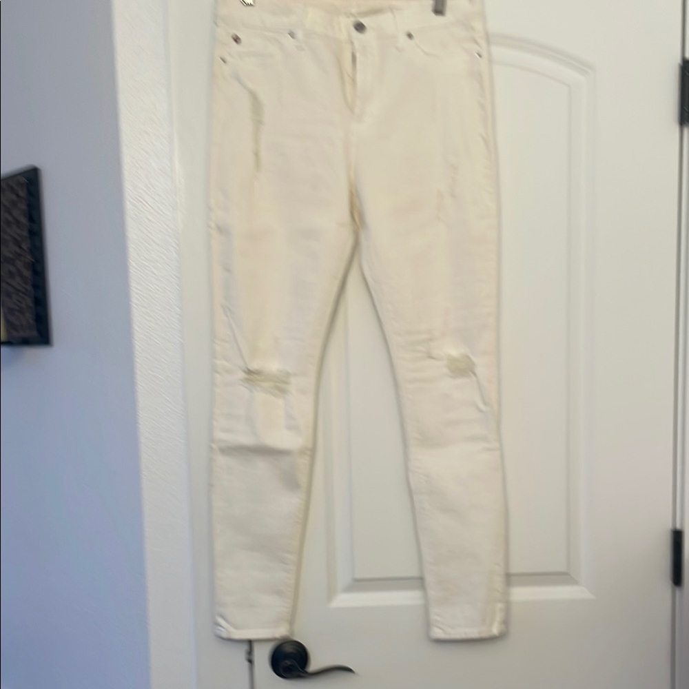 Hudson white Distressed Skinny Jeans